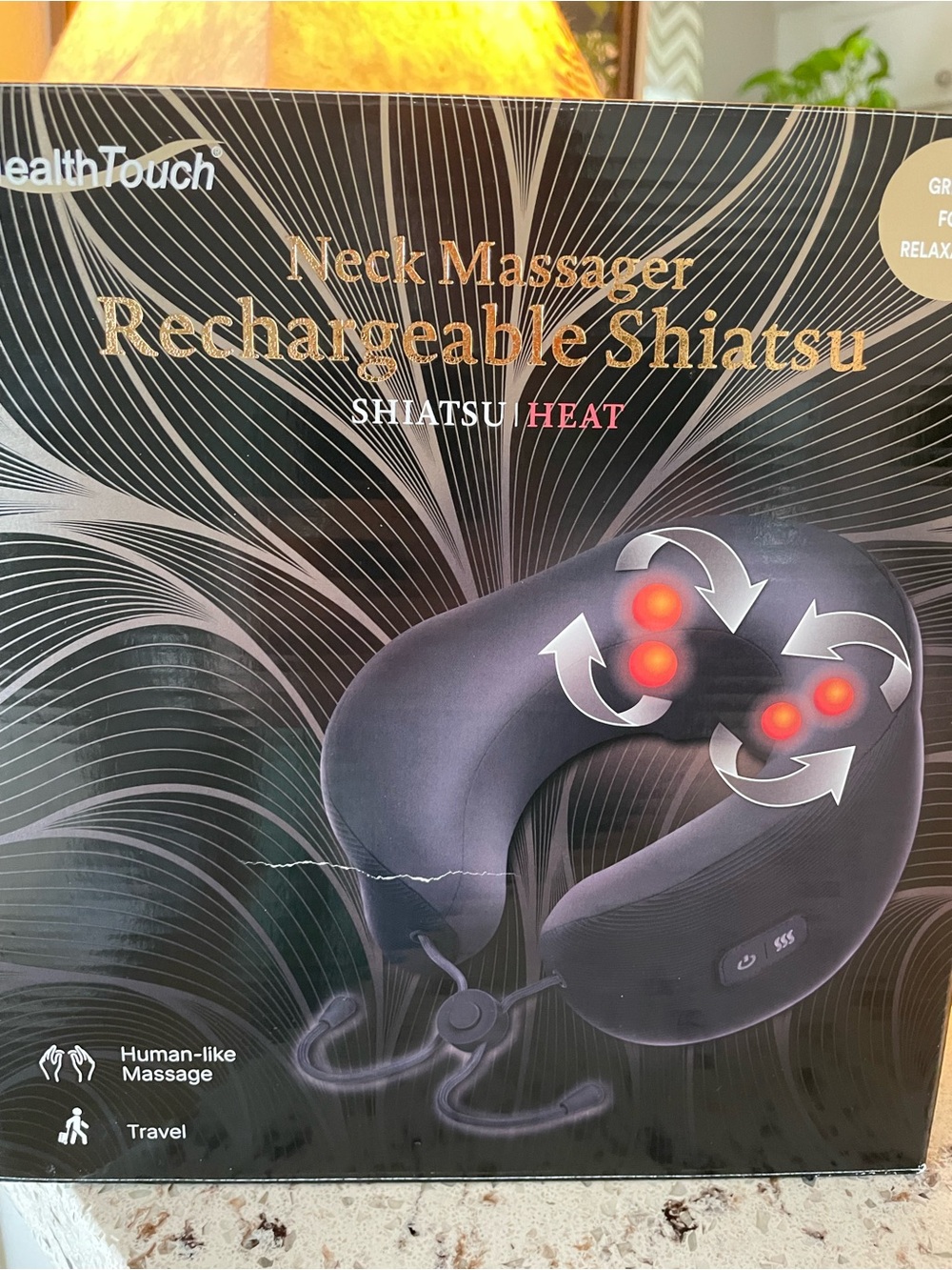 HealthTouch Rechargeable Shiatsu Neck Massager - Black
